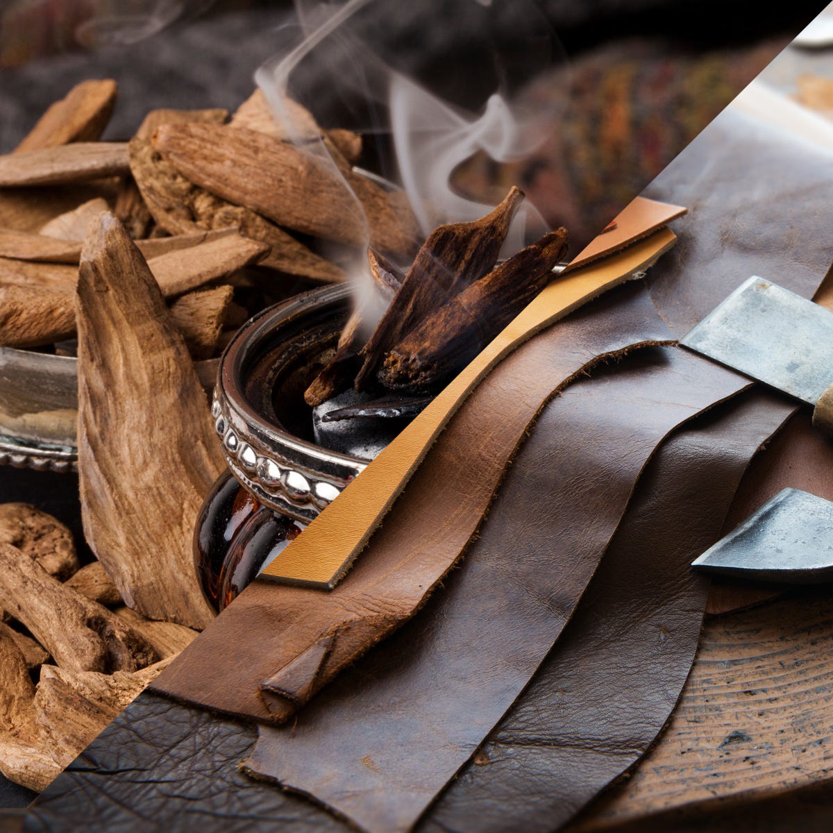 Strength – Oudh wood, Leather and Amber with Smokey Quartz